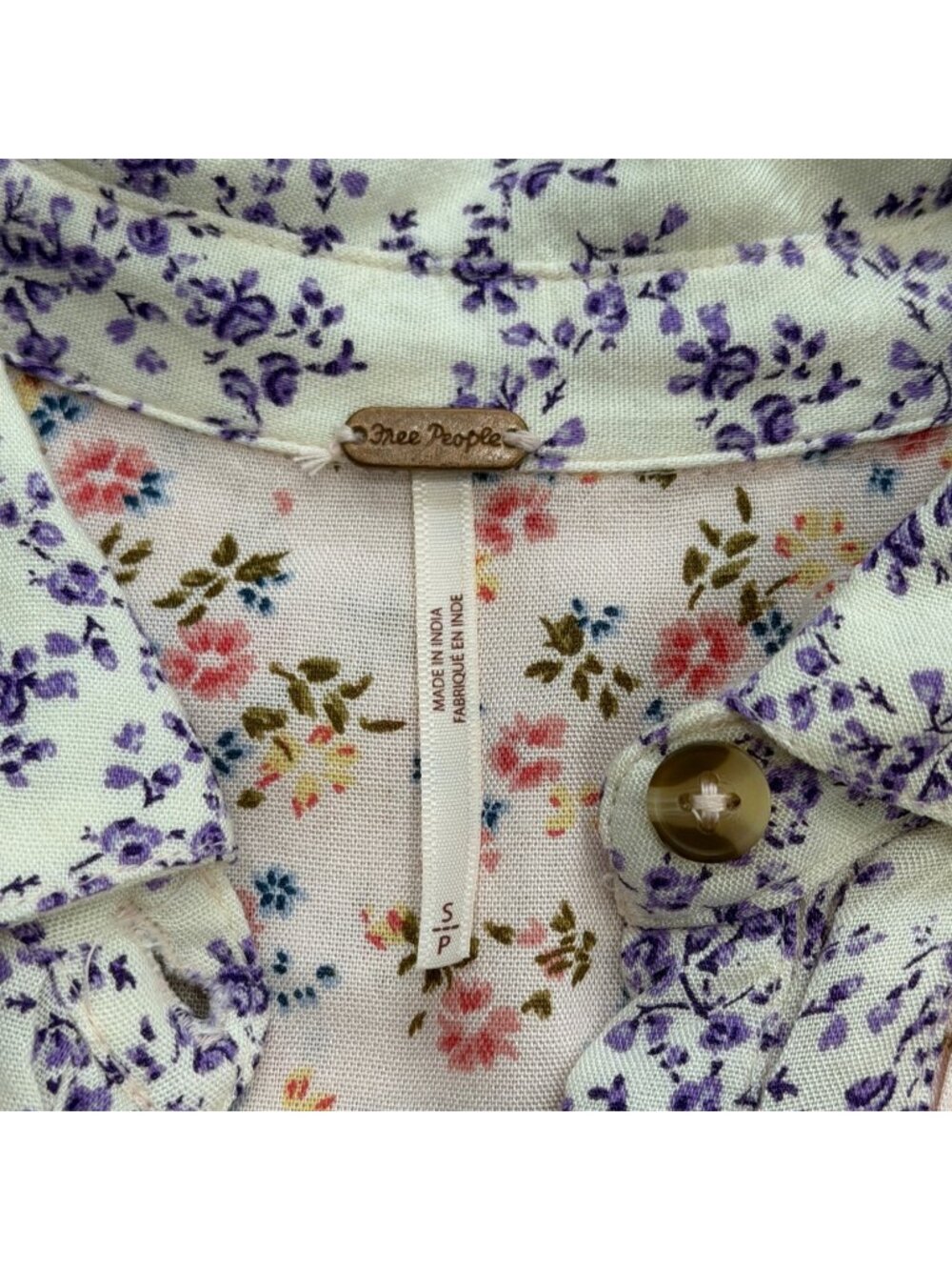Free People Womens Size S Tunic Mini Dress Lost in You Floral Babydoll Cottage - Picture 5 of 9